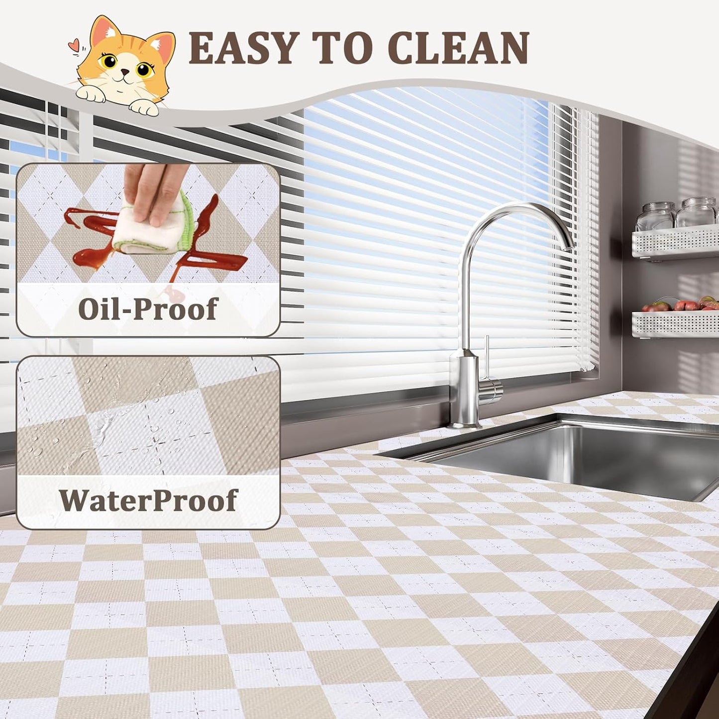 Beige Shelf Liner for Kitchen Cabinets 12" x 120" Non-Adhesive Non-Slip Drawer Liners for Dresser, Waterproof Washable Paper, Durable Protector Mat for Pantry Shelves Cupboards