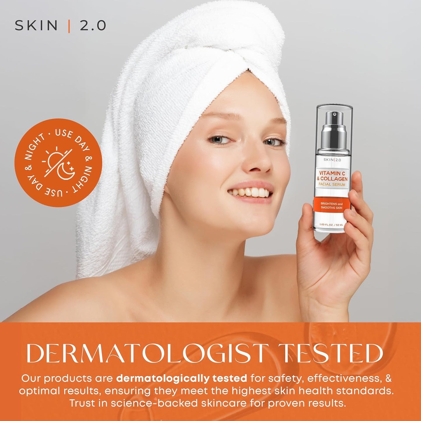 Vitamin C & Collagen Serum & Day Cream Set - Anti-Aging, Dark Spot Remover & Brightening - Dermatologist Tested Korean Skincare - Clean Beauty, Cruelty-Free, All Skin Types - 1.69 Fl. oz