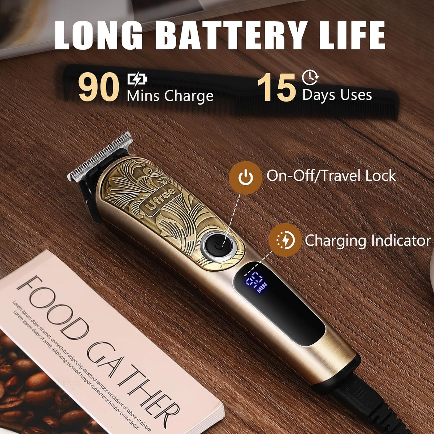 Ufree Gifts for Men, Beard Trimmer with Charging Stand, IPX7 Waterproof Electric Razor Shavers for Men, Clippers for Hair Cutting, Mens Grooming Kit for Mustache Nose Facial Body