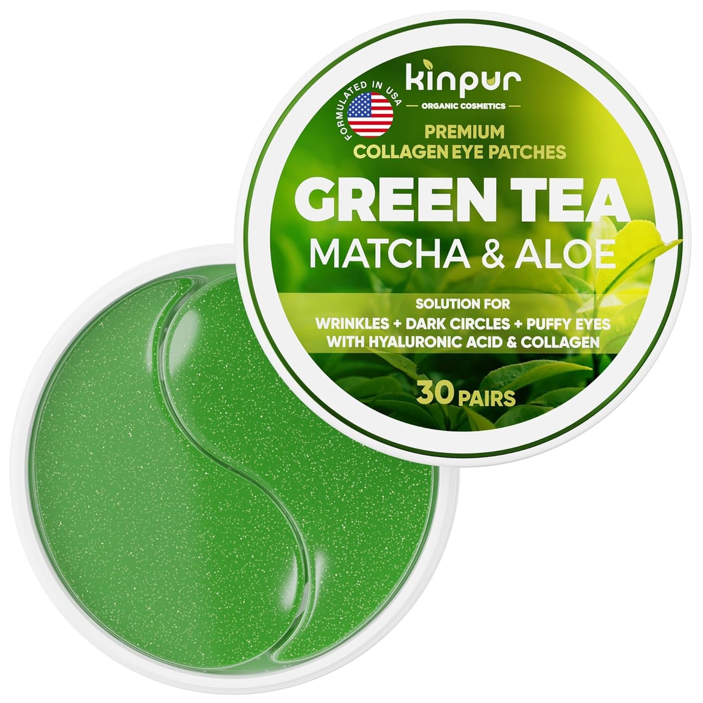 Under Eye Patches for Puffy Eyes and Dark Circles & Eye Bags with Green Tea Matcha & Aloe - Natural Skincare Hydrating Eye Masks with Hyaluronic Acid to Refresh, Soothe & Revitalize - 30 Pairs