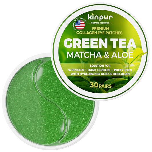 Under Eye Patches for Puffy Eyes and Dark Circles & Eye Bags with Green Tea Matcha & Aloe - Natural Skincare Hydrating Eye Masks with Hyaluronic Acid to Refresh, Soothe & Revitalize - 30 Pairs