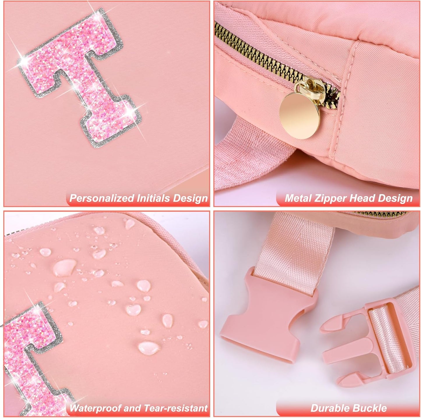 Gifts for Girls & Kids - Birthday Gifts for Daughter & Sister, Essentials for Her, Travel Essentials, Cute Teen Trendy Stuff Waist Packs Belt Bag Crossbody Bag | Peach, Initial T