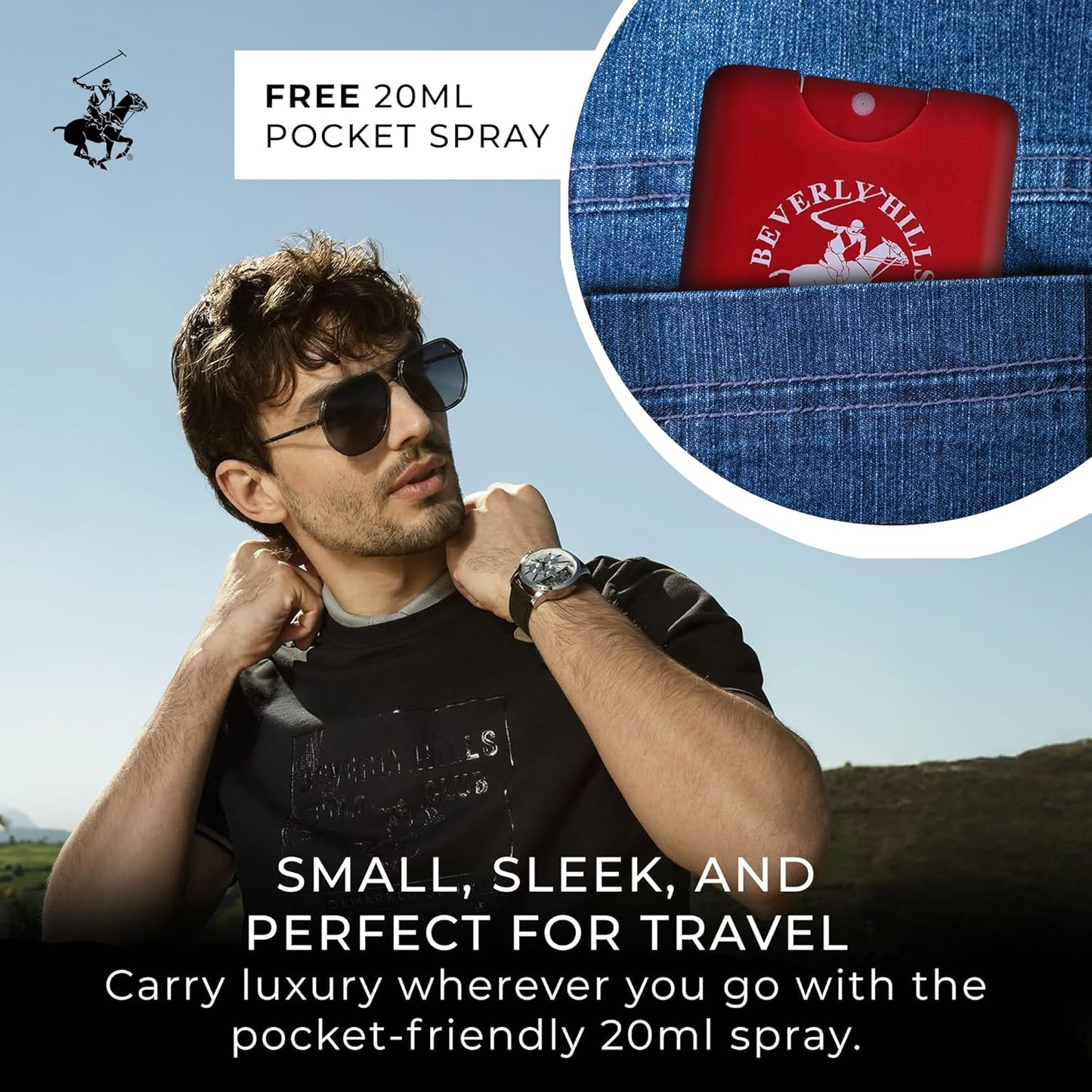 Beverly Hills Polo Club BHPC Men's Eau De Toilette Bonus Pack | Blaze Scent | 1.7oz EDT + Travel Pocket Spray | Long-Lasting Masculine Fragrance