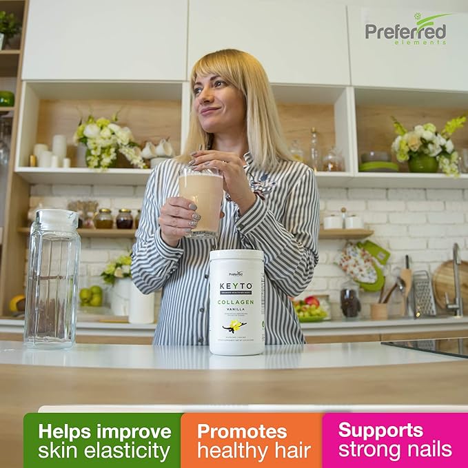 Keto Collagen Protein Powder with MCT Oil – Keto and Paleo Friendly Grass Fed and Pasture Raised Hydrolyzed Collagen Peptides – Fits Low Carb Diet and Keto Snacks – KEYTO Vanilla Flavor