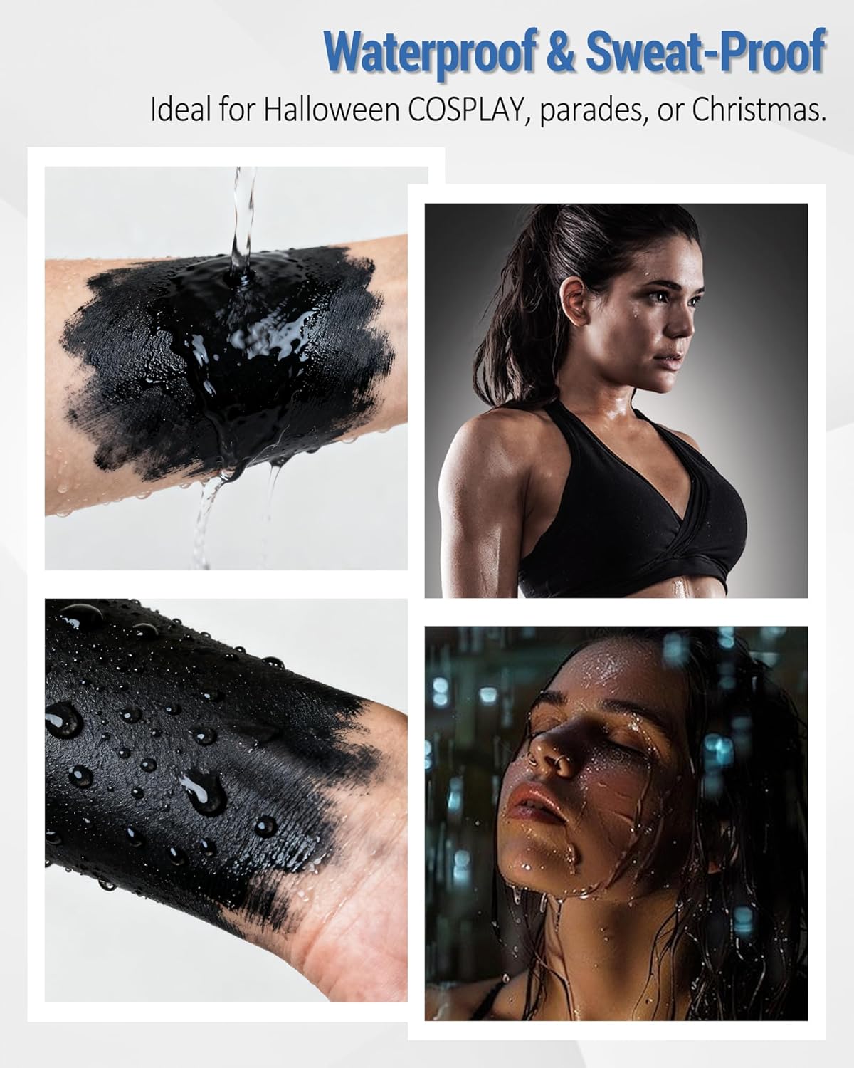 Black Face Paint Stick, Waterproof Highly Pigmented Full Body Paint for Adults, Eye Black Stick for Baseball Football Sports,Body Face Painting for SFX Cosplay Halloween Makeup 08