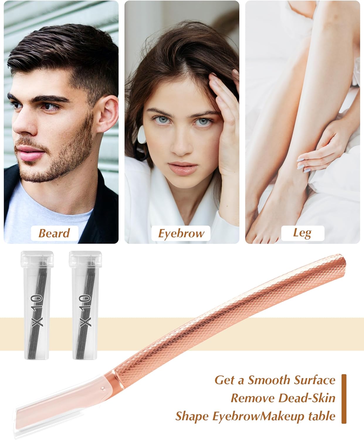 Dermaplaning Tool for Face Professional, Facial Razors for Women Face with 20 Blade Refills, Eyebrow Razor for Women and Men, Pink