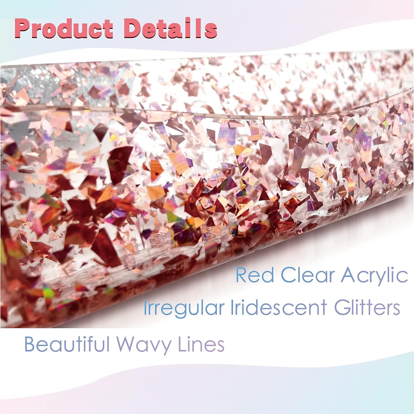 YMVV 15" Acrylic Nail Polish Organizer - Wall Mounted Shelf with Iridescent Glitters Sequin Inside - Great Display for Salons & Retailers (6 Pack)