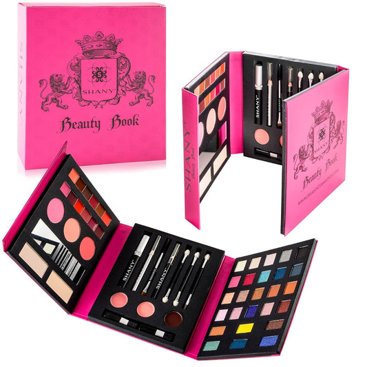 SHANY Original Beauty Book Makeup Set All in one Travel Make up Kit - 35 Colors Eyeshadow, Eye brow, blushes, powder palette, Lip Colors, Eyeliner pens & Cosmetics Mirror - Gift Set