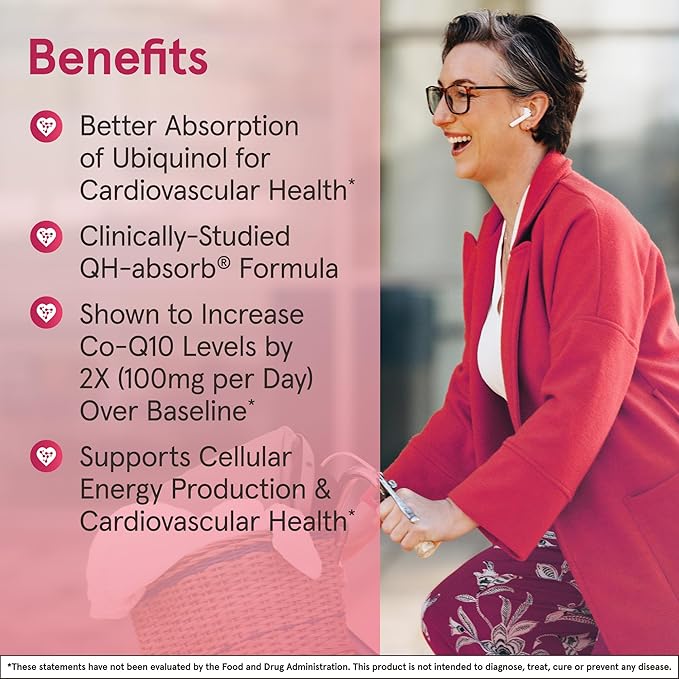 Jarrow Formulas QH-Absorb, 100 mg, Ubiquinol Dietary Supplement for Healthy Cardiovascular Function, 120 Softgels, 120 Day Supply,12 Packs