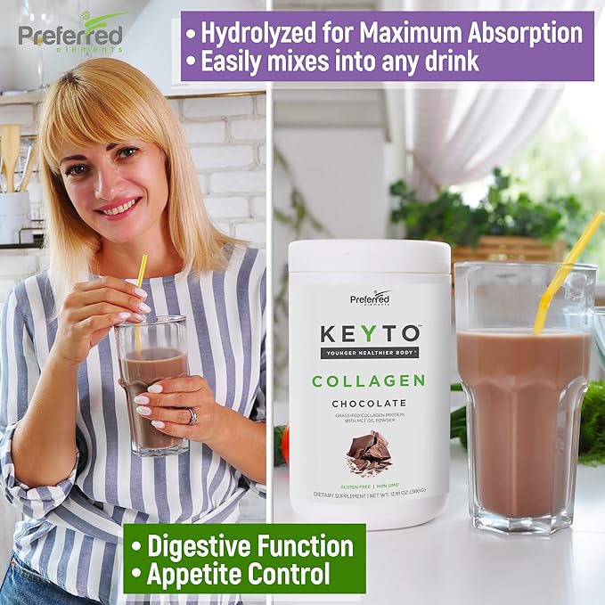 Keto Collagen Protein Powder with MCT Oil – Keto and Paleo Friendly Grass Fed and Pasture Raised Hydrolyzed Collagen Peptides – Fits Low Carb Diet and Keto Snacks – KEYTO Chocolate Flavor