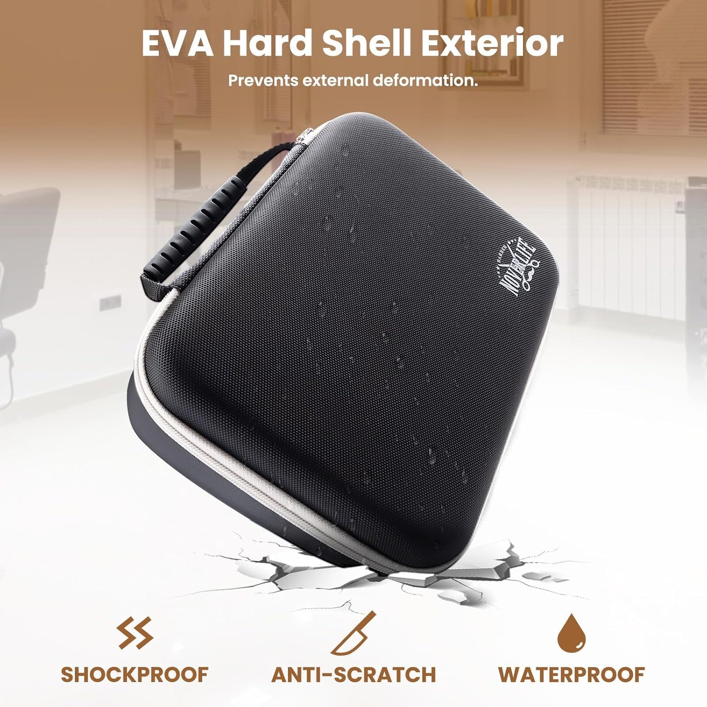 Noverlife Large Hard Clipper Case for Barbers, Portable Hair Cutting Barber Supplies Organizer Bag, Mens Trimmers Box, Hair Salon Carrying Bag for Men Razor Guard Grooming Kits Storage