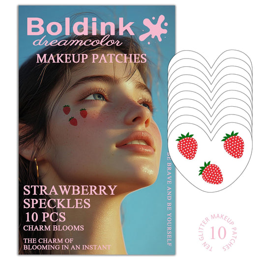 10pcs Face Makeup Patches,Strawberry Speckles, Beauty Face Makeup,Waterproof Strawberry Patches,Temporary Facial Strawberry Tattoo For Women.