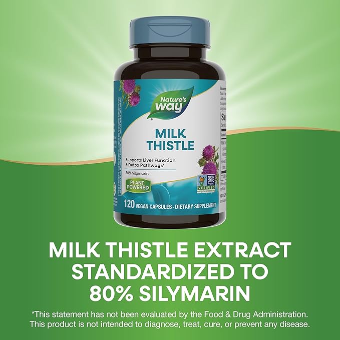 Nature's Way Milk Thistle, Supports Liver 175 mg 80% Silymarin 120 Capsules