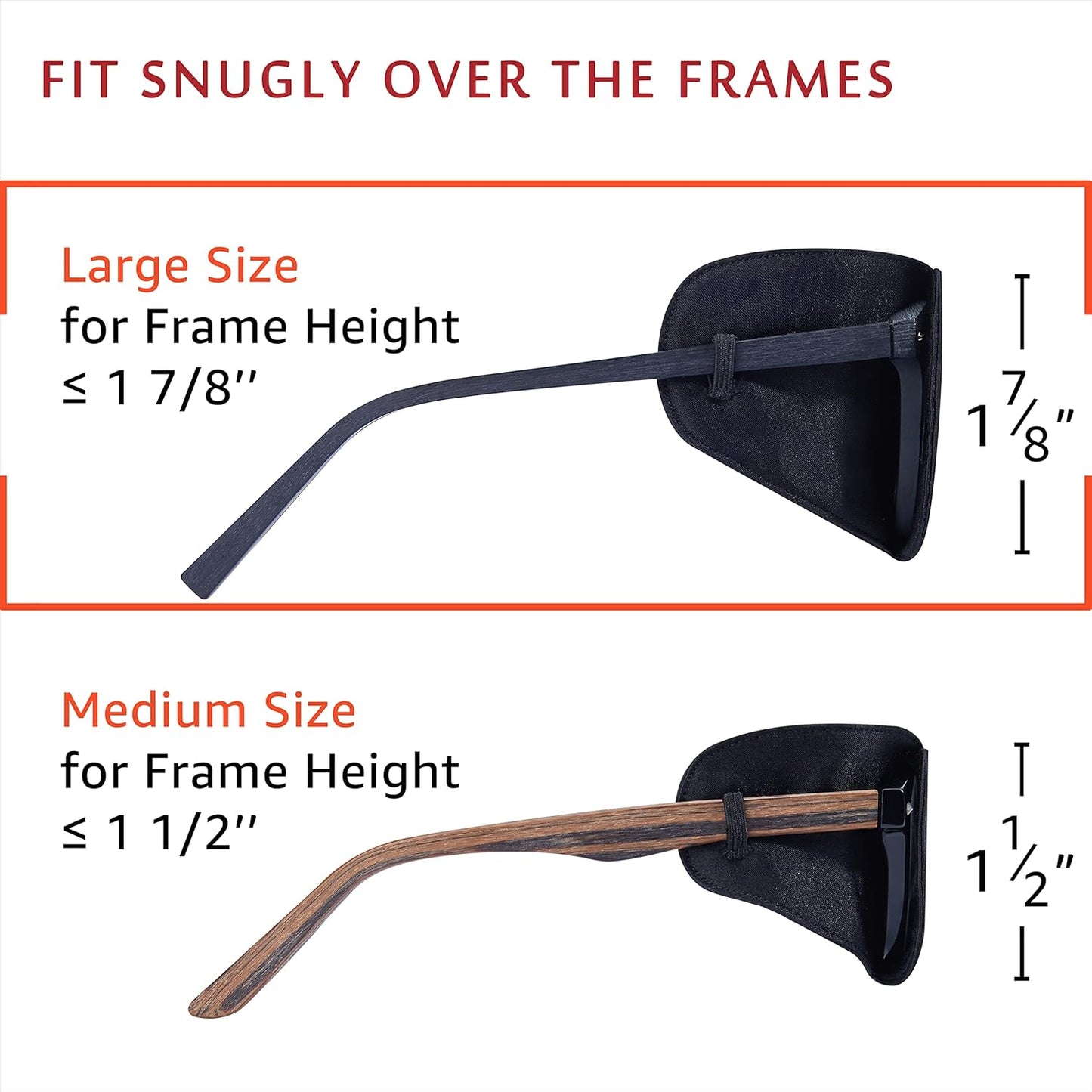 Astropic 2Pcs Large Silk Eye Patches for Adults Kids Big Glasses to Cover Either Eye (Large, Black)