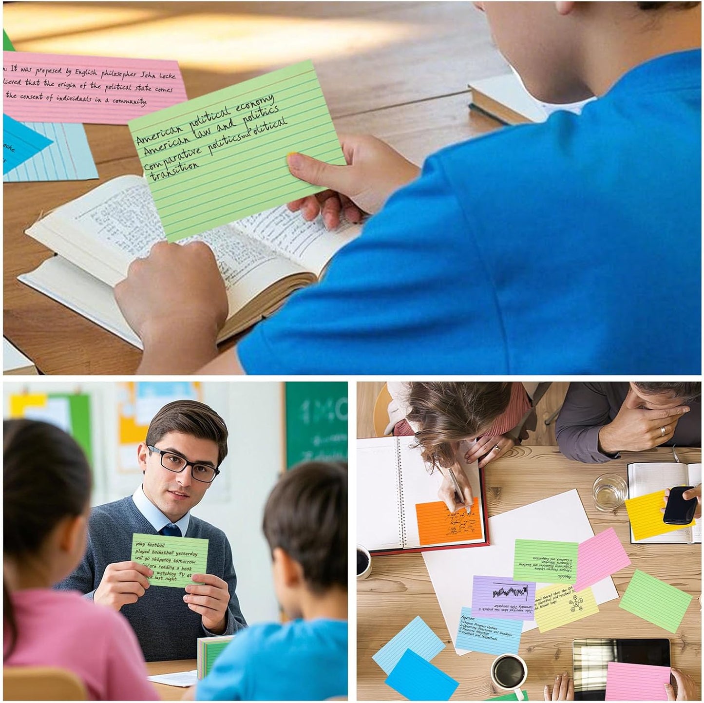 Koogel Index Cards 4x6 Inch, 180 Count, Colored Large Flash Card for Studying, Heavy Notecard Note Taking for School Students Teachers College Office Home Supplies, 9 Assorted Colors