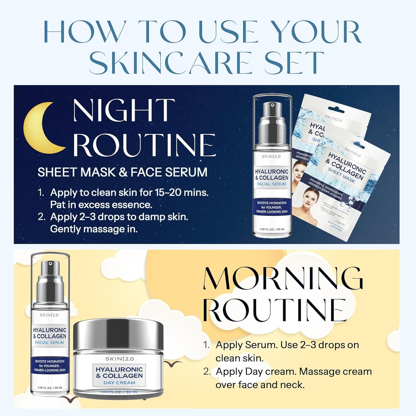 Hyaluronic Acid Regimen - Hydrating, Anti-Aging, Moisture Retention, Firming Skin - Clean Beauty, Natural Ingredients, Cruelty-Free Korean Skin Care for All Skin Types - Set of 3