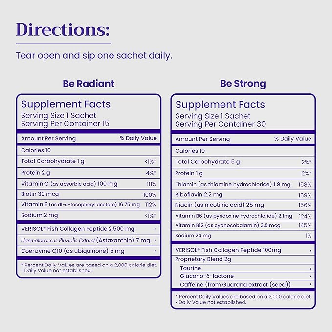 BeMe BeStrong & BeRadiant Peach Bundle - Vitamin B12 & Liquid Collagen Drink Supplements