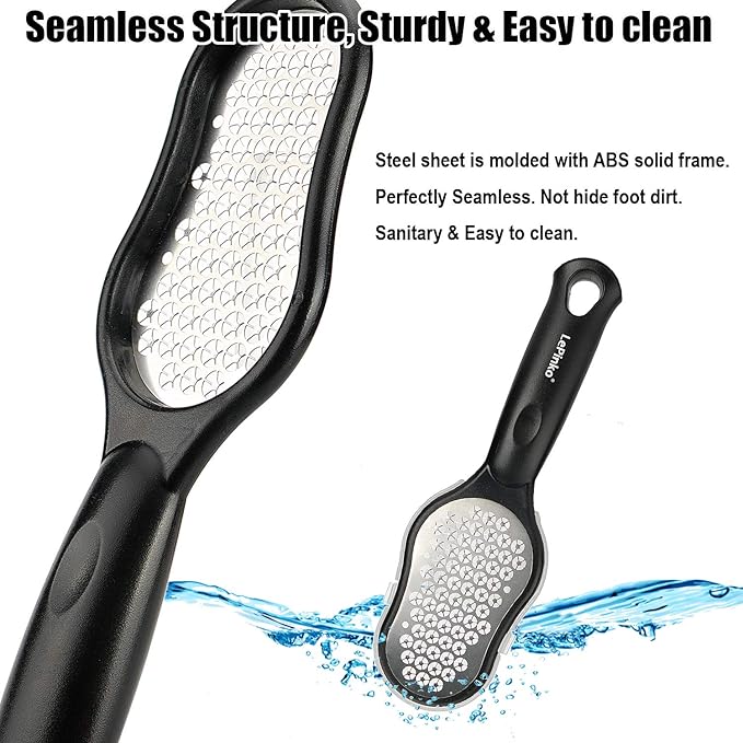 LePinko Foot Scrubber Set, Updated Blades, No Hurt Feet File, Powerful Pedicure Tool to Remove Callus and Dead Skin, Use in Shower or Dry, 2PCS