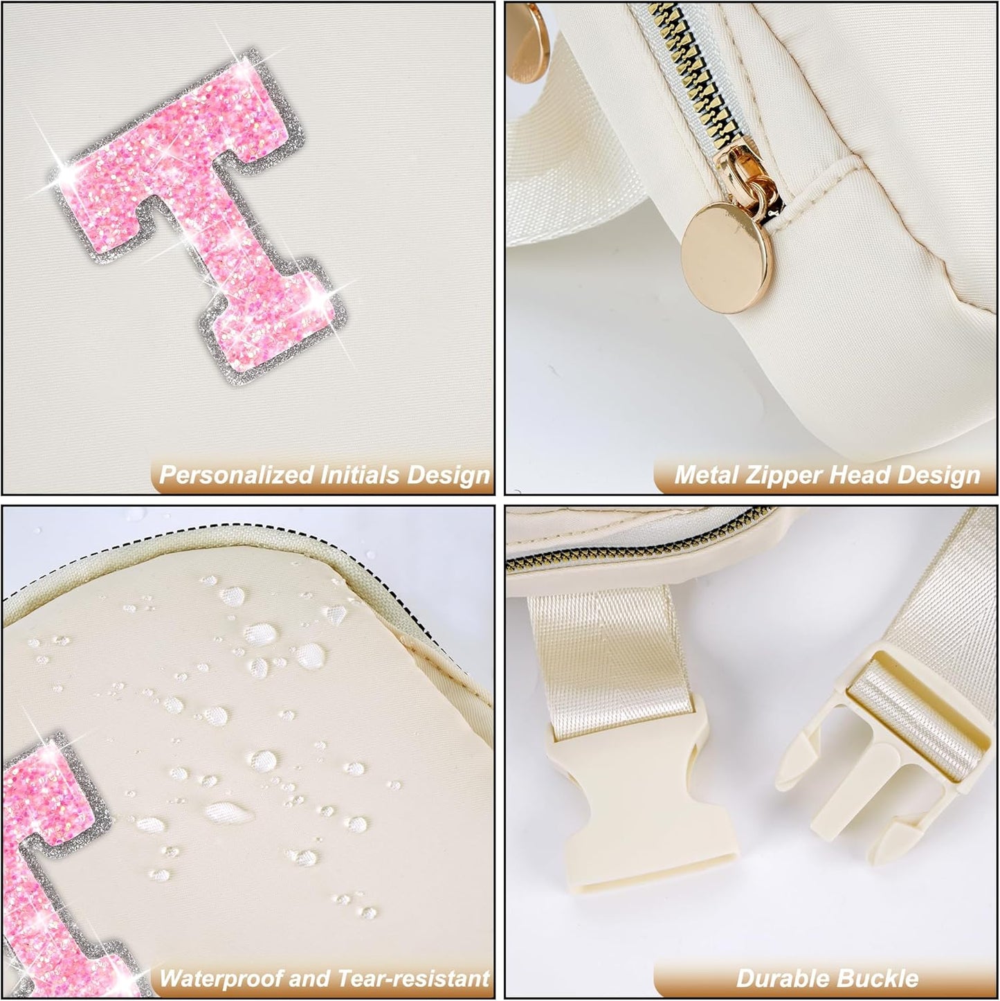 Gifts for Girls & Kids - Birthday Gifts for Daughter & Sister, Essentials for Her, Travel Essentials, Cute Teen Trendy Stuff Waist Packs Belt Bag Crossbody Bag | Cream, Initial T