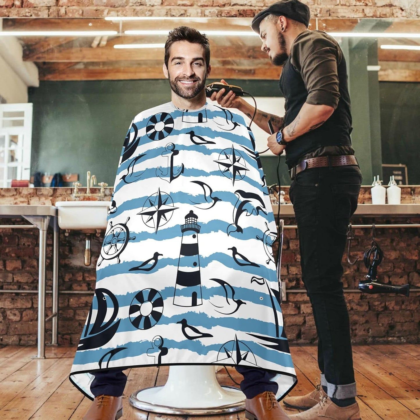 visesunny Barber Cape Sea Travel Polyester Hair Cutting Salon Cape Apron Anti-Static Haircut Water-Resistant Shaving Cloth Beard Shaving Bib Hairdressing Cape