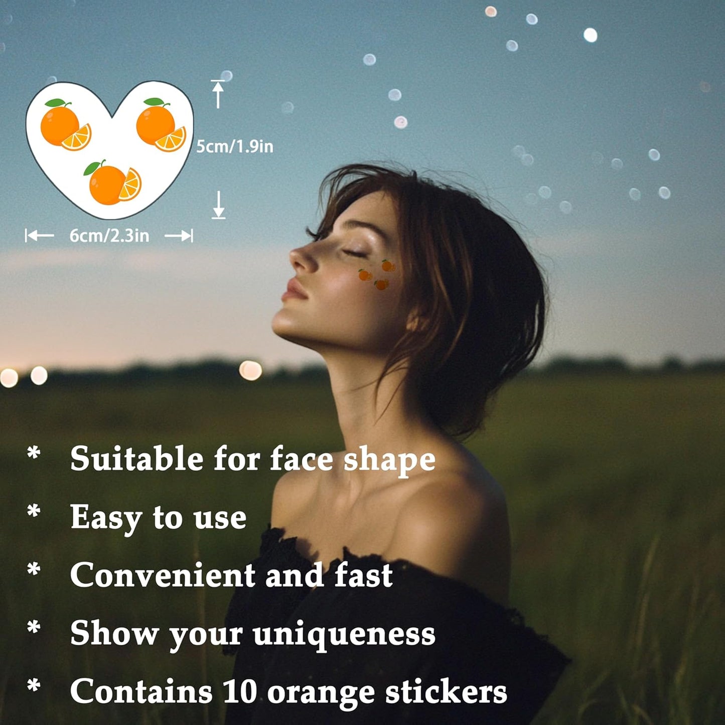 10pcs Orange Waterproof Speckle Makeup Patches, Temporary Facial Tattoos for Adults