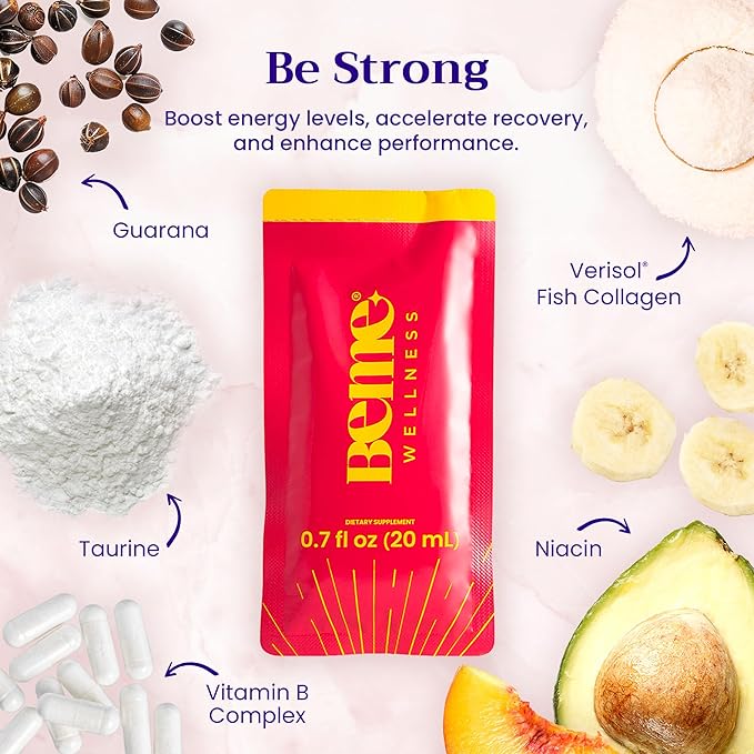 BeMe BeStrong & BeRadiant Peach Bundle - Vitamin B12 & Liquid Collagen Drink Supplements