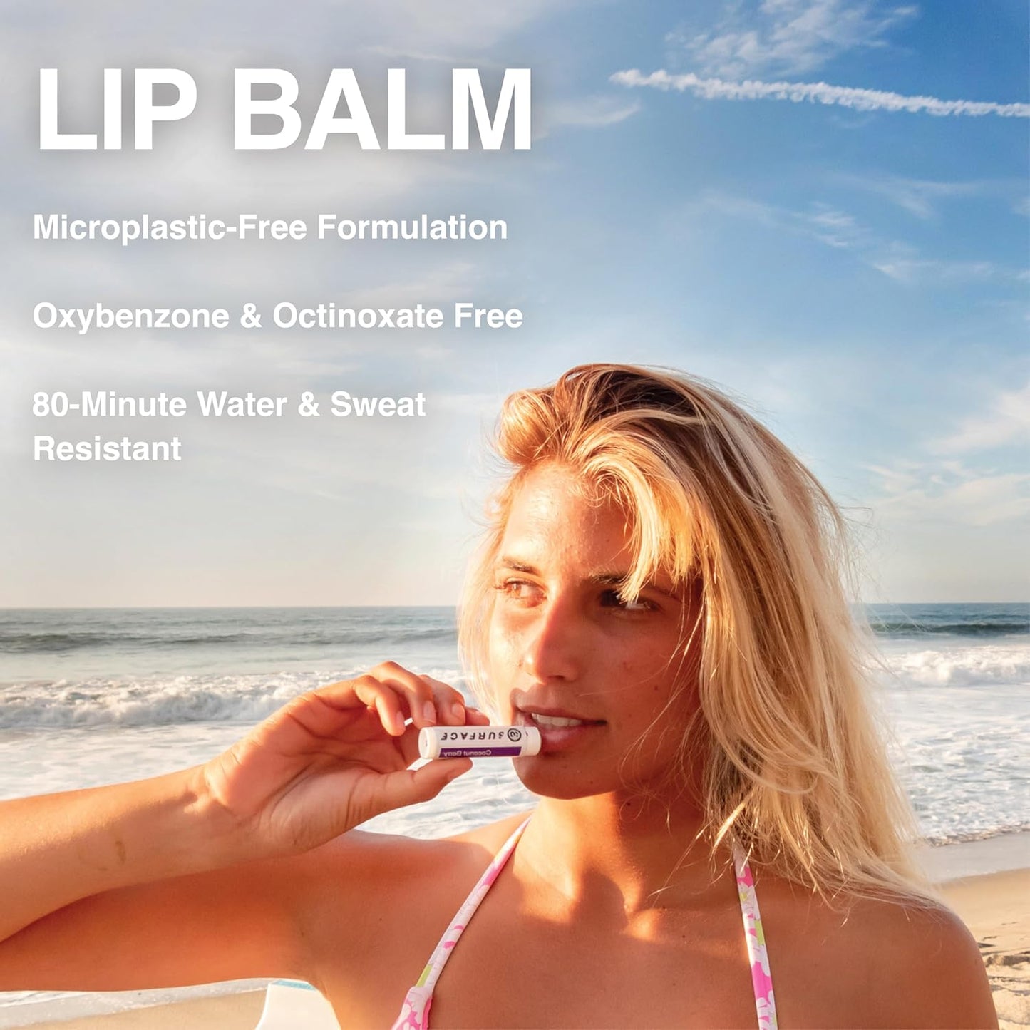 Surface SPF 30 Sunscreen Lip Balm, Broad Spectrum SPF Lip Sunscreen for Dry Cracked Lips, Moisturizing Chapstick for Outdoor Use, Water Resistant Lip Protection for 80 Minutes, Coconut Berry, 0.15oz