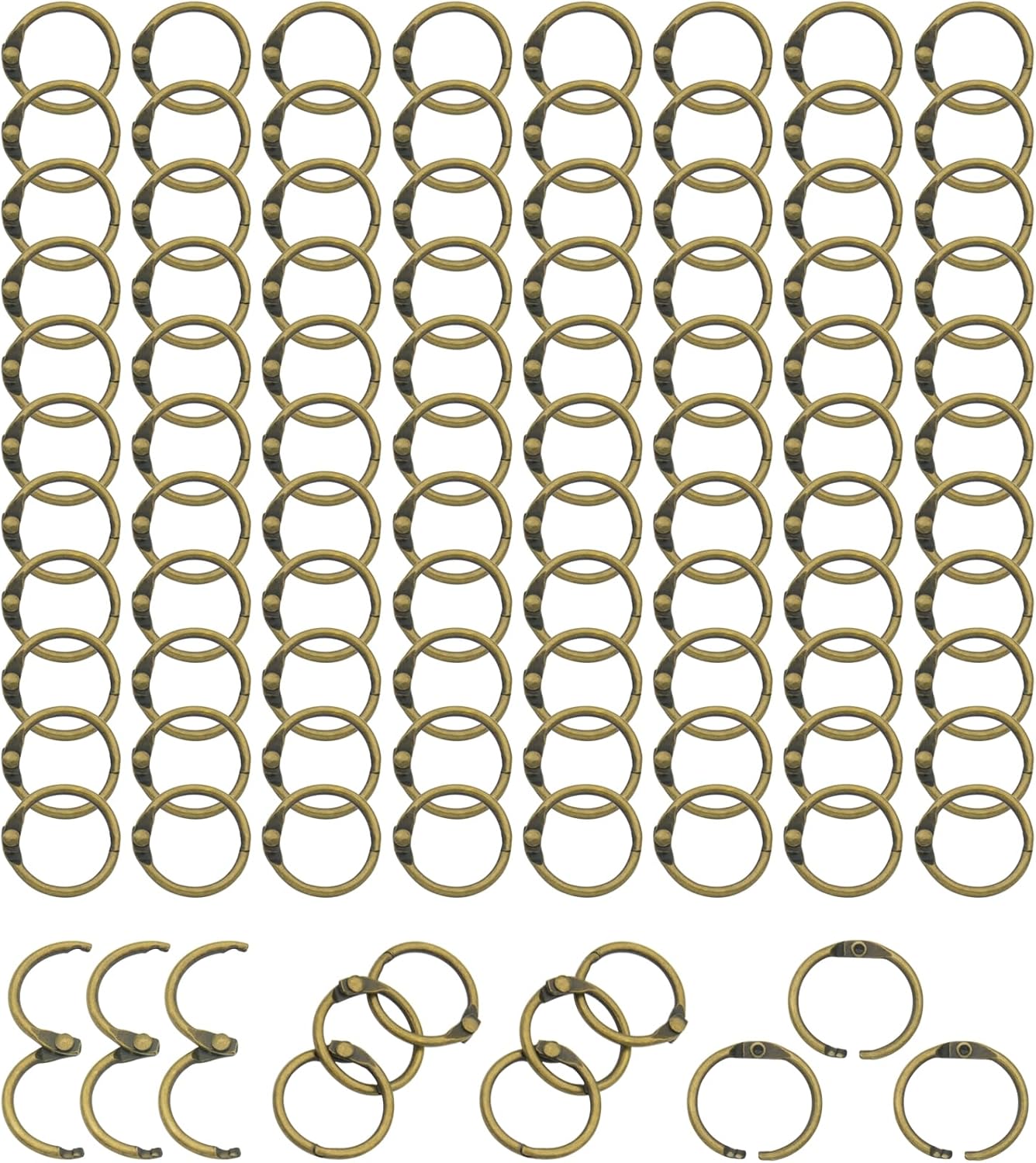 Loose Leaf Binder Rings Inner Dia: 0.65 inch(16mm) 100pcs Metal Bronze Book Binder Rings Paper Rings Clips Key Rings Index Cards Rings Great for Home School Office