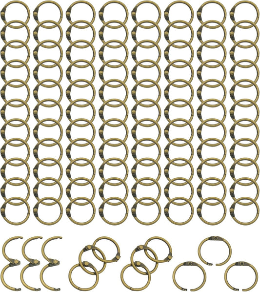 Loose Leaf Binder Rings Inner Dia: 0.65 inch(16mm) 100pcs Metal Bronze Book Binder Rings Paper Rings Clips Key Rings Index Cards Rings Great for Home School Office