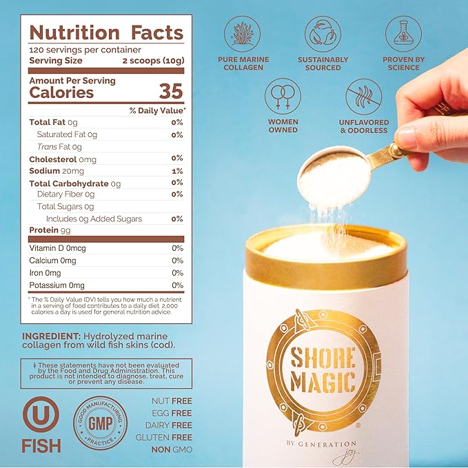 Premium Marine Collagen Powder with Type I II III and IV Hydrolyzed Peptides for Women Men Sustainably Sourced Wild Fish Unflavored Certified Halal Kosher - 4 Month Supply (Price 3 Months)