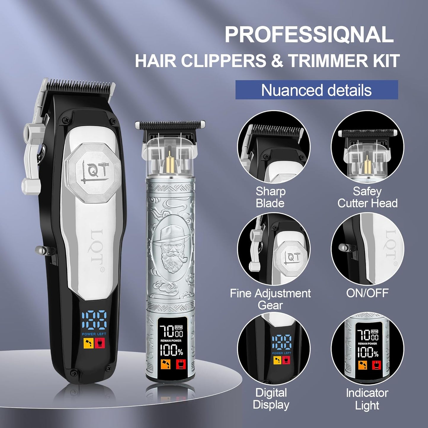 Hair Clipper Kit for Men Grooming Set with Precision Hair Clippers, Detail Trimmer, Shaver, and Travel Case - Hair Cutting Kit for All Hair Types, Home & Professional Use