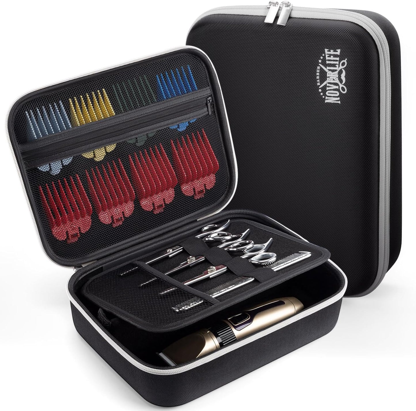 Noverlife Large Hard Clipper Case for Barbers, Portable Hair Cutting Barber Supplies Organizer Bag, Mens Trimmers Box, Hair Salon Carrying Bag for Men Razor Guard Grooming Kits Storage