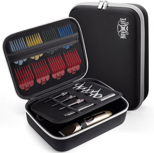 Noverlife Large Hard Clipper Case for Barbers, Portable Hair Cutting Barber Supplies Organizer Bag, Mens Trimmers Box, Hair Salon Carrying Bag for Men Razor Guard Grooming Kits Storage
