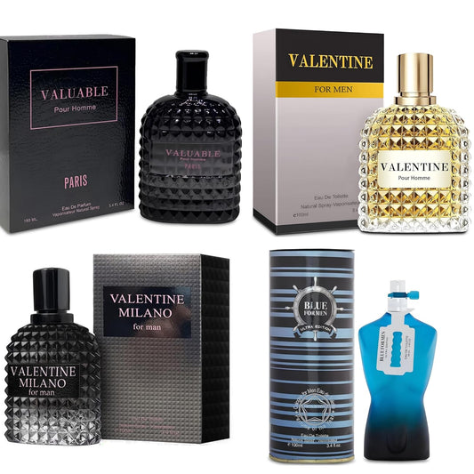 Men's Cologne Gift Set Include Valentine Milano,Valentine,Blue for Men Ultra& Valuable Paris - 3.4 Fl Oz Each | Vanilla Bourbon, Leather & Amber Floral Fragrance Eau de Toilette Perfume