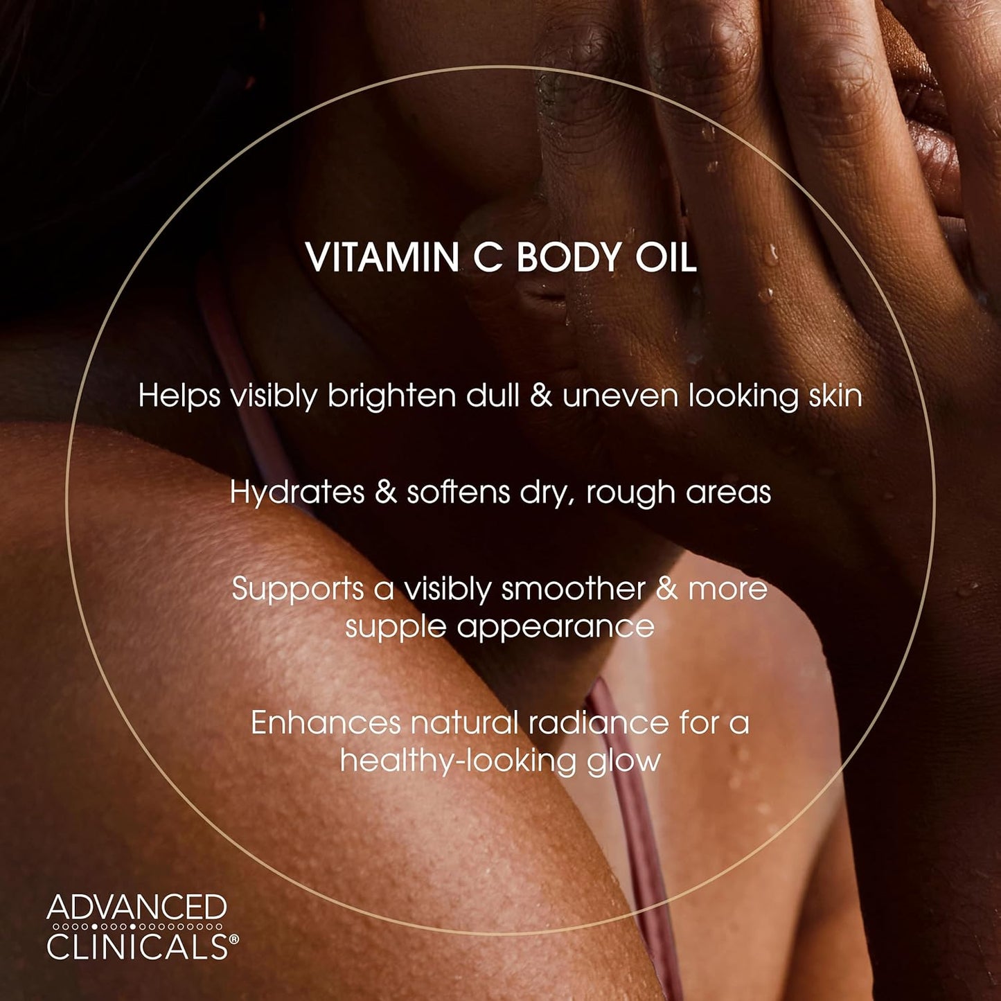 Advanced Clinicals Brightening Vitamin C Body Oil For Women & Men | Vitamin C Glow Oil Skin Care Body Moisturizer With Vitamin E + Botanicals To Help Improve Look Of Dark Spots + Dry Skin, 3.8 Fl Oz