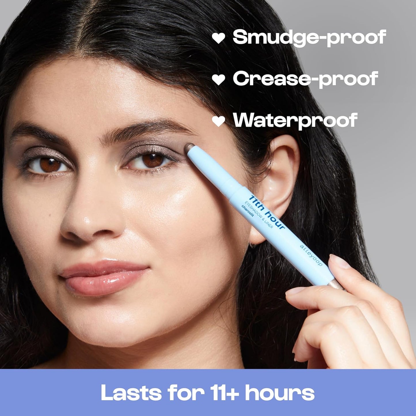 ALLEYOOP 11th Hour Cream Eye Shadow Sticks - Charcolit (Shimmer) - Award-winning Eyeshadow Stick - Smudge-Proof and Crease Proof for Over 11 Hours - Easy-To-Apply and Compact for Travel, 0.05 Oz