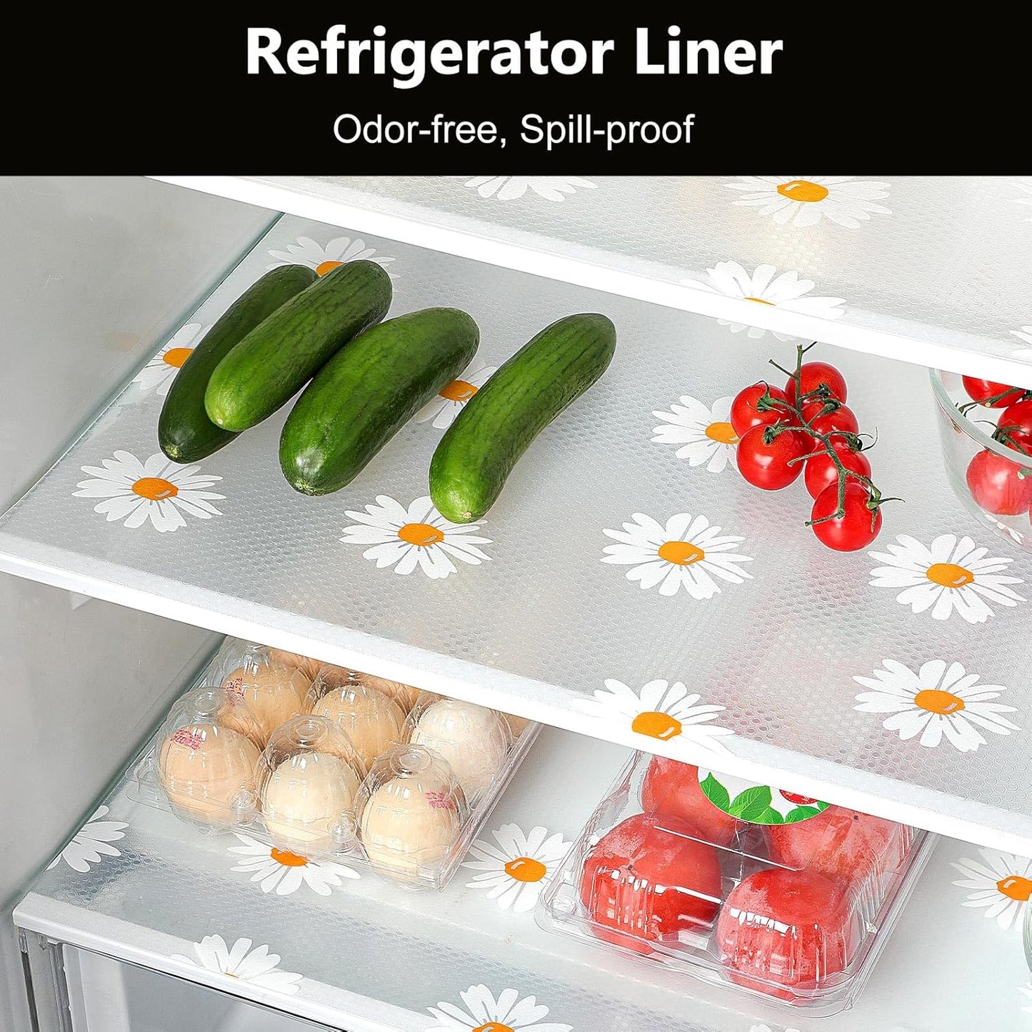 INNOLITES Shelf Liners for Kitchen Cabinets – Non-Adhesive Drawer Liner Waterproof & Oil-Proof – Durable Easy to Clean – Daisy Floral 23.6" x 236"