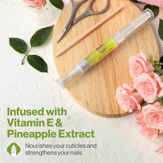 Cuticle Oil Pen - Nail Cuticle Protector - Professional Manicure and Pedicure Set Accessory - Acrylic Nail Art Accessory - Strengthener and Softener - Contains Vitamin E