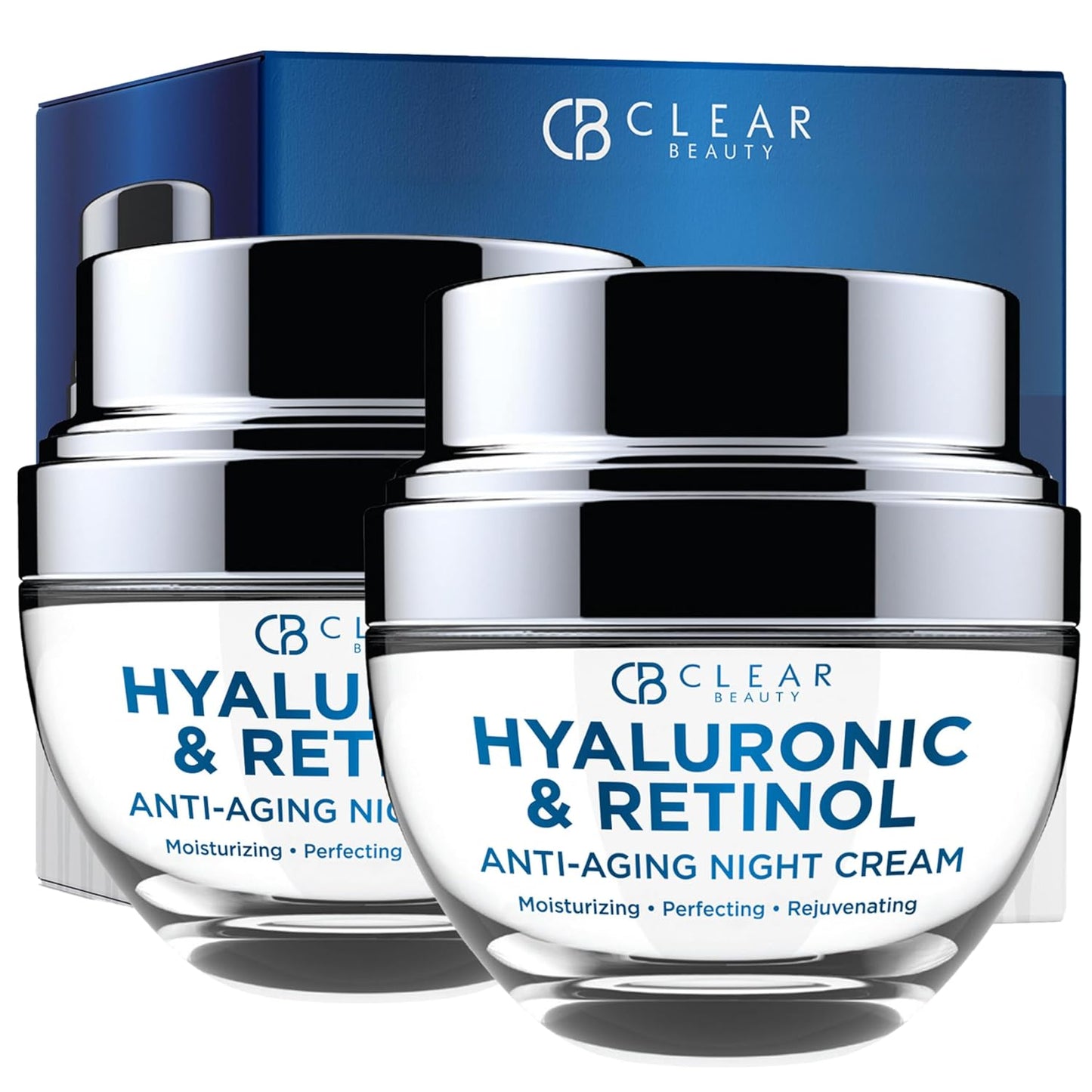 Clear Beauty Hyaluronic Acid & Retinol Day/Night Moisturizer Set - Dermatologist Tested, Anti-Aging, Hydrating Fine Lines & Wrinkles, Clean Beauty, Cruelty-Free Korean Skin Care - 1.69oz (2 Pack)