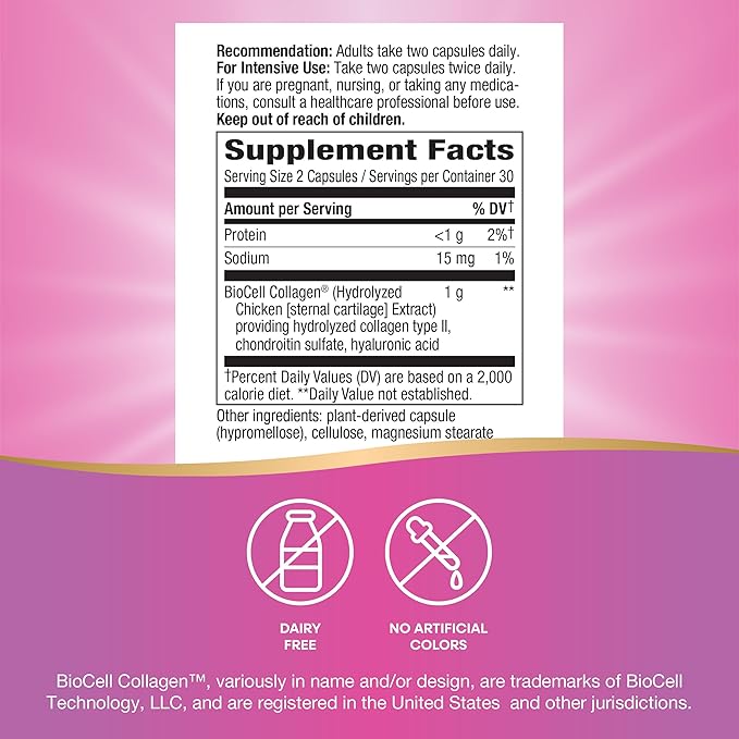 Nature's Way Hydraplenish, with Unique BioCell Collagen, Hyaluronic Acid, Promotes Collagen Production and Elasticity for Healthy Skin*, 60 Capsules (Packaging May Vary)