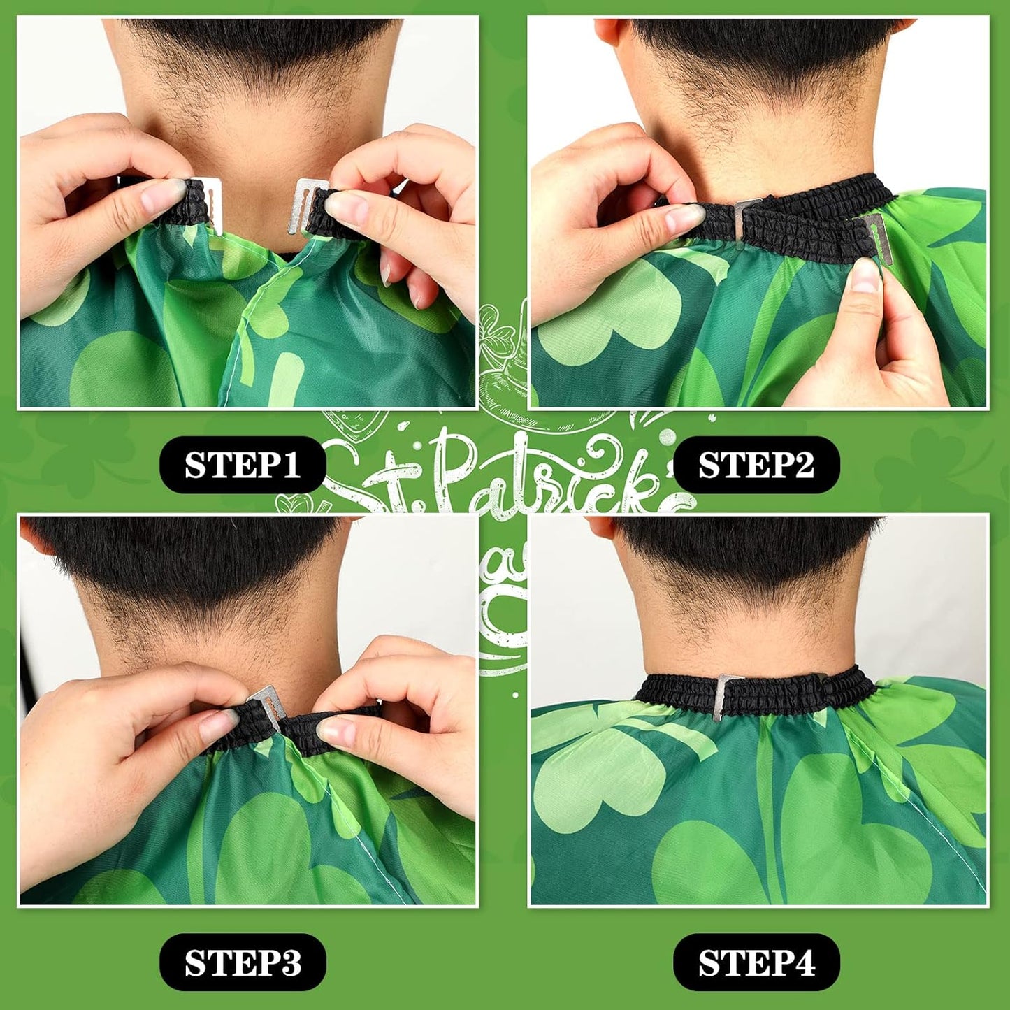 FEBSNOW Professional Barber Cape Independence St. Patrick's Day Salon Green Hair Cutting Cape with Adjustable neckline and Neck Duster Brush Barber Shop Supplies 46.8 × 56 Inch (clover pattern)