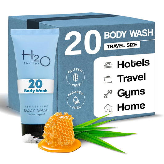 H2O Therapy Body Wash Soap, Travel Size Hotel Hospitality, 0.85 oz (Case of 20)