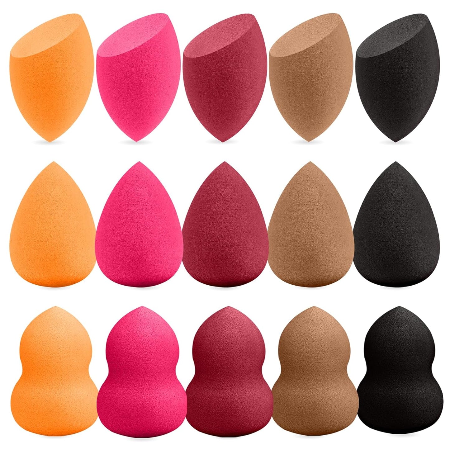 15 Pcs Multicolor Makeup Sponge Set - Latex-Free, Soft & Reusable Beauty Blender Sponges for Wet/Dry Use Blending Powder Puff for Foundation & Concealer Washable Makeup Sponges