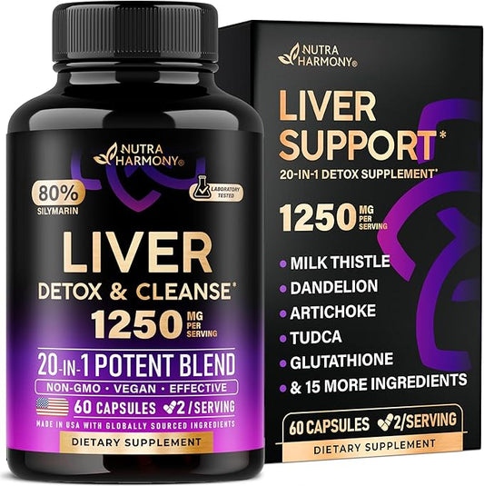 Liver Cleanse Detox & Repair 20 in 1 w/ 80% Silymarin 60 Capsules
