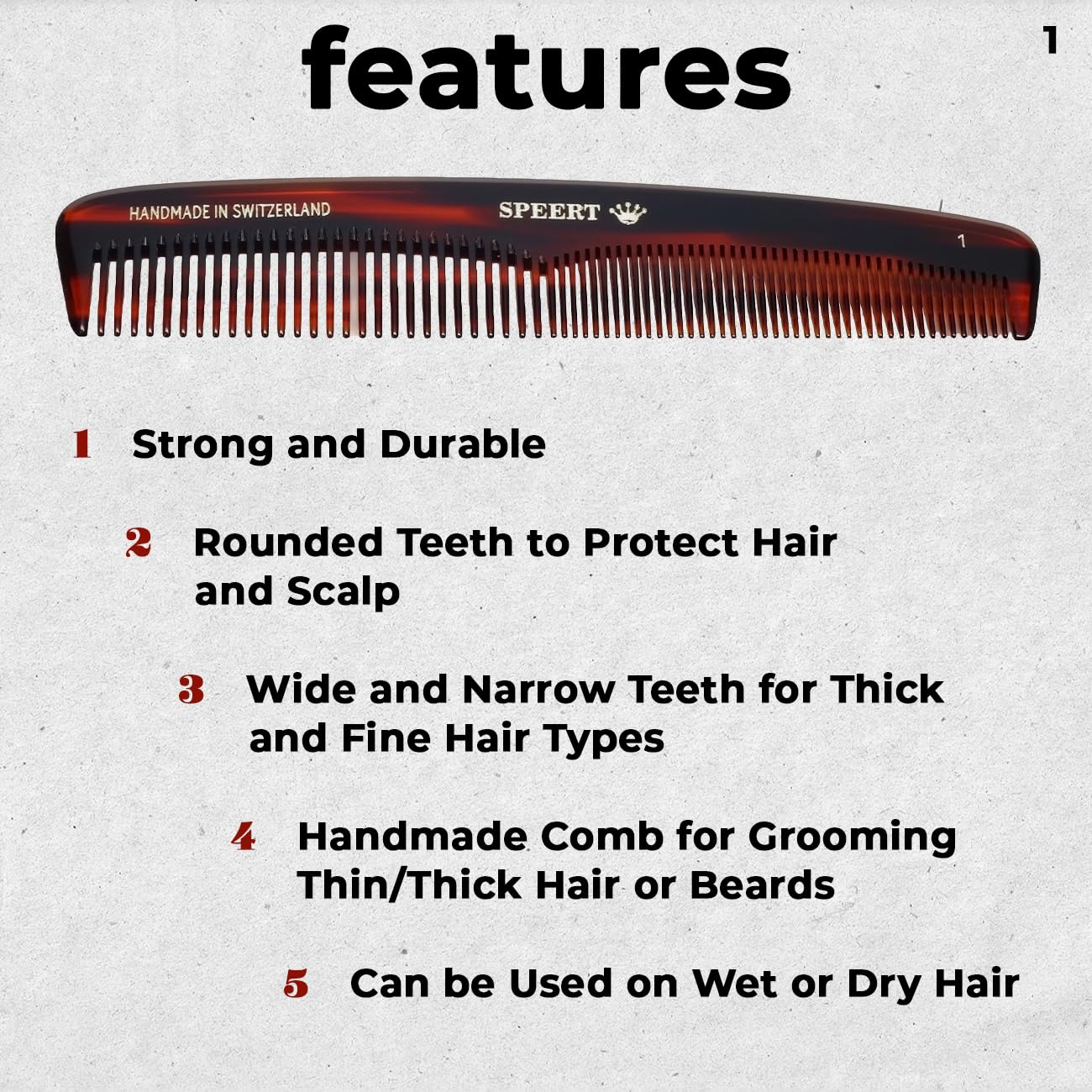 #1 Handmade Wide Narrow Tooth Comb Tortoise Havana Acetate Thick Coarse Curly Thin Fine Straight Hair Detangling Parting Grooming Teasing Styling Hairdresser Barber Hairdressing Wet Dry Pocket