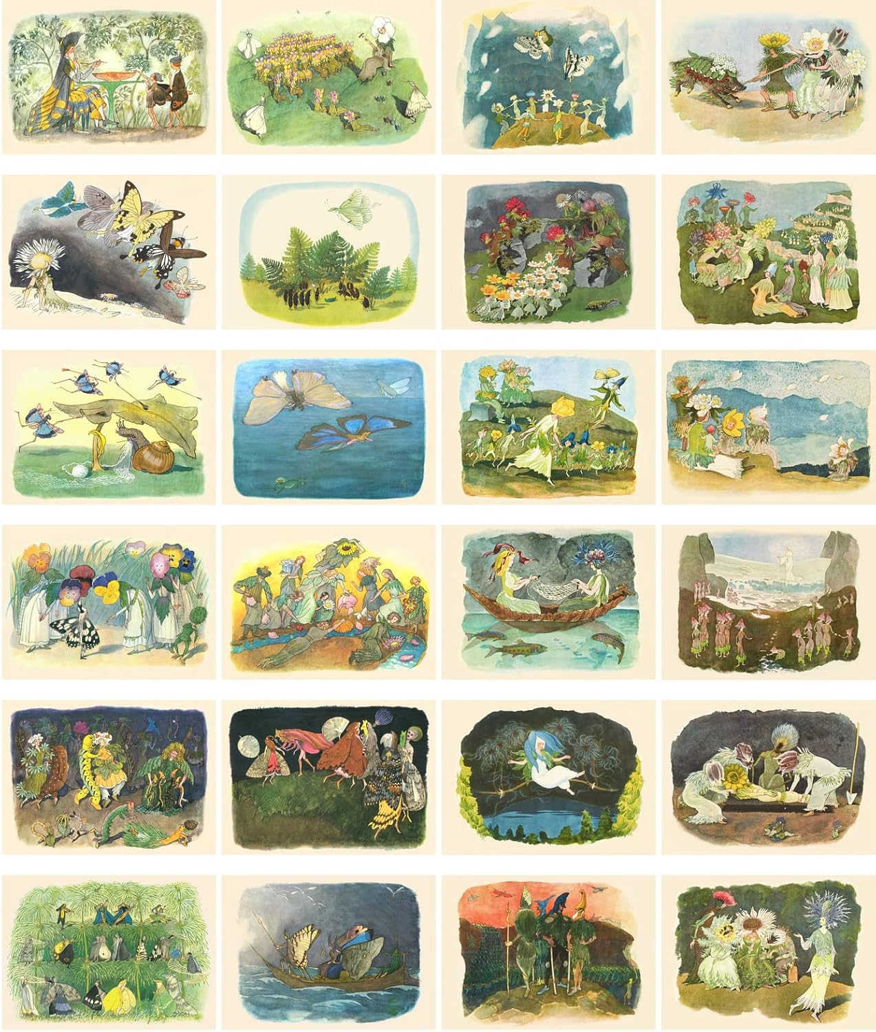 PIXILUV Vintage Postcards (24 pcs 4"x6" each) Amazing Landscapes from Fairy Tales and Stories Vintage Postcards Retro Greeting Card Book Illustration Reprint