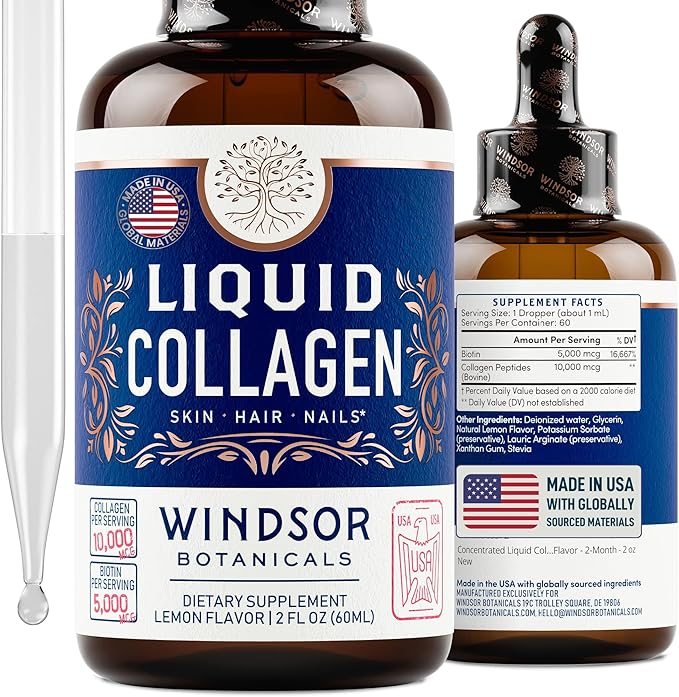 WINDSOR BOTANICALS Liquid Collagen Peptides with Biotin and Dental Probiotics for Fresh Breath Bundle