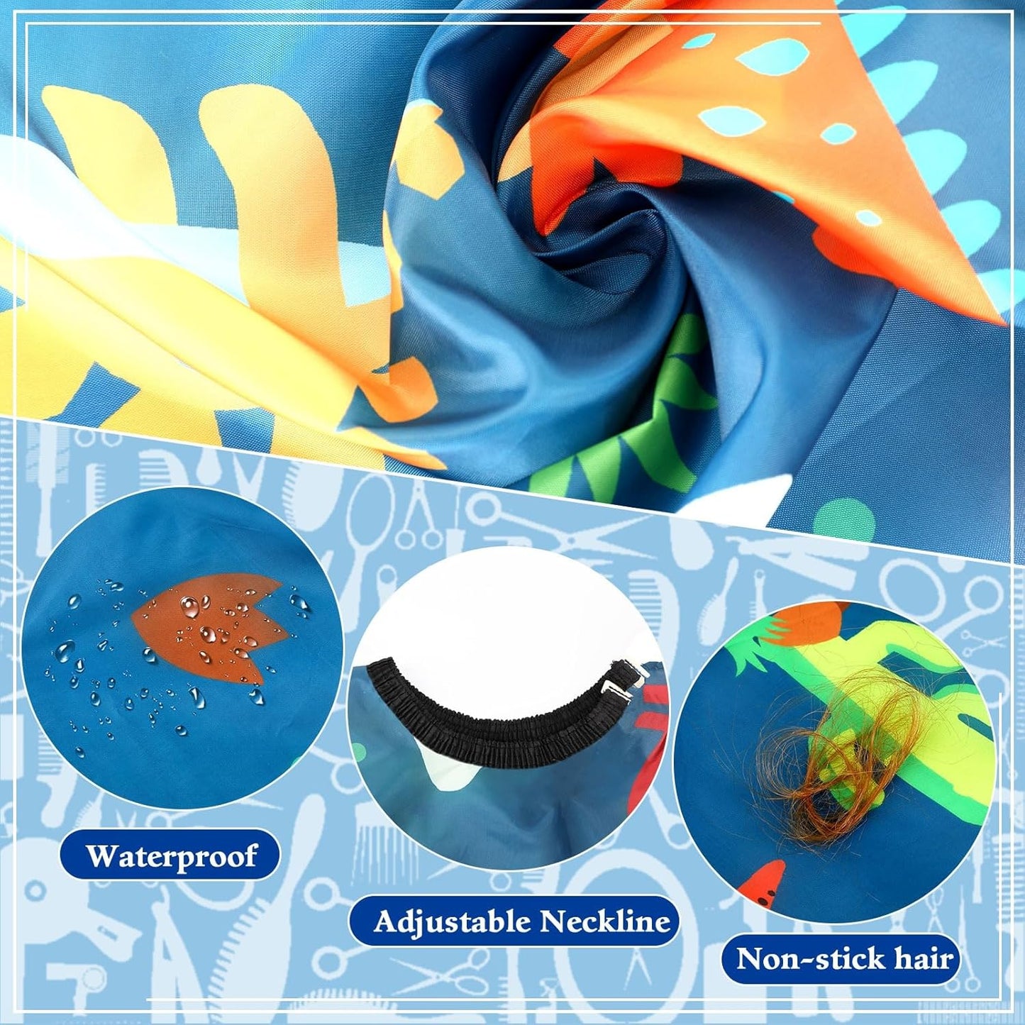 FEBSNOW Kids Hair Cutting Cape, Professional Barber Cape Cartoon Pattern Apron with Adjustable Closure for Children Salon Barber Supplies for Kids 55 x 39 Inches