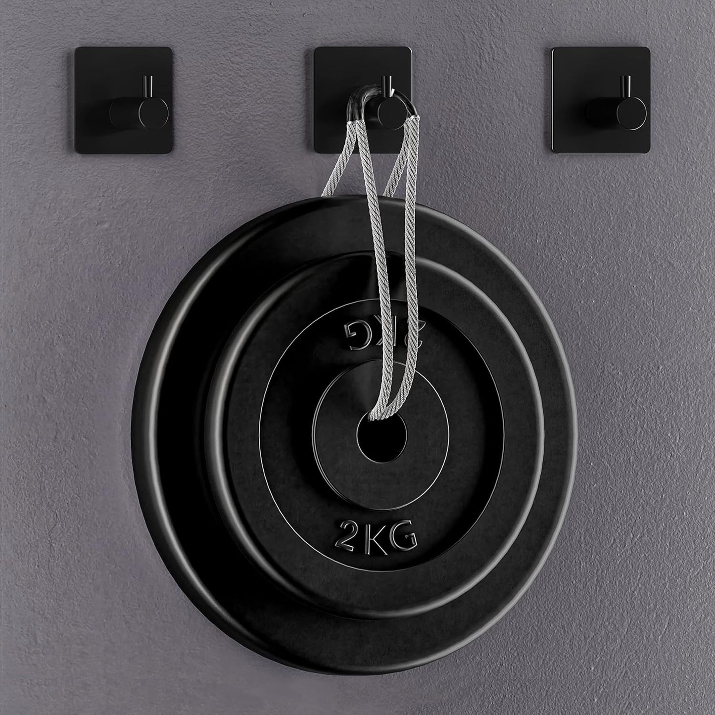 Matte Black Self Adhesive Towel Hooks for Bathroom Wall Door Mounted - SUS304 Stainless Steel Strong Strips Stick on 3M Wall Hooks for Hanging Coat, Hat, Bag, Key, Jacket – 6 Pack