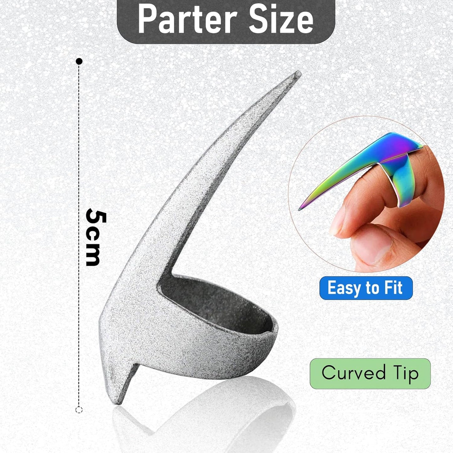 Hair Parting & Sectioning Ring - Stainless Steel Finger Braiding Hair Pick Tools for Durable Dreadlocks Wig, Curling, Weaving Quick Installation of Remy Human Hair Extensions (1pc, Glitter Silver)